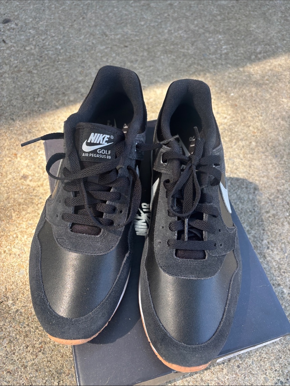 Nike Black & White Air Pegasus 89 Golf Athletic Shoes
